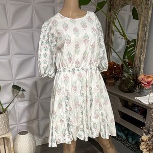 Christian Lacroix White and Pink Floral Mini Dress